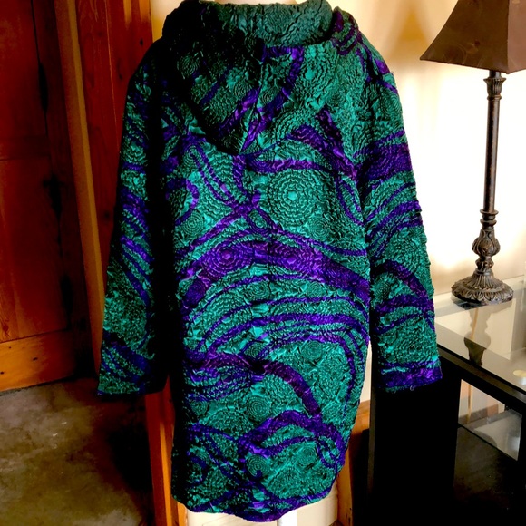 Gorgeous Green & Purple Hooded Plus Size Jacket - Picture 3 of 6
